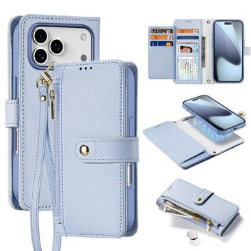 Capa de couro para carteira Dux Ducis Lawa com tampa magnética amovível para iPhone 17 Pro Max - Azul bebé