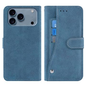 Capa Retro elegante para iPhone 17 Pro Max com suporte rotativo para cartões - Azul