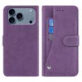 Capa para iPhone 17 Pro Max elegante e retro com suporte rotativo para cartões - Roxo