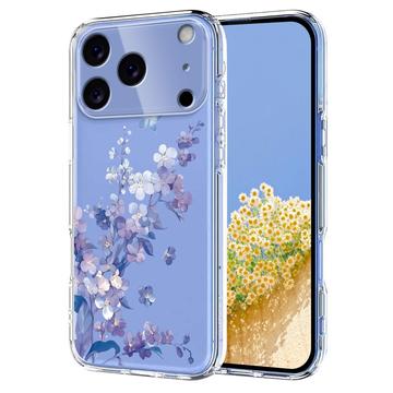 Capa em TPU com padrão floral para iPhone 17 Pro Max - Roxo