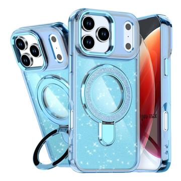 Capa híbrida brilhante para iPhone 17 Pro Max com suporte - Compatível com MagSafe - Azul