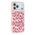 Capa híbrida magnética para iPhone 17 Pro Max Jaucase impressão de leopardo - Rosa