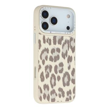 Capa híbrida magnética para iPhone 17 Pro Max Jaucase impressão de leopardo - Branco