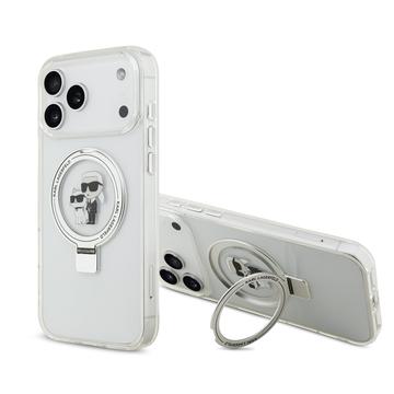 Capa para iPhone 17 Pro Max Karl Lagerfeld Ringstand Karl & Choupette Mag - Branco