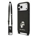 Capa Karl Lagerfeld Saffiano Crossbody Metal Karl & Choupette para iPhone 17 Pro Max - Preto