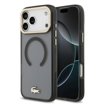 Capa híbrida Lacoste Frosted Finish Gold Logo para iPhone 17 Pro Max - Compatível com MagSafe - Preto
