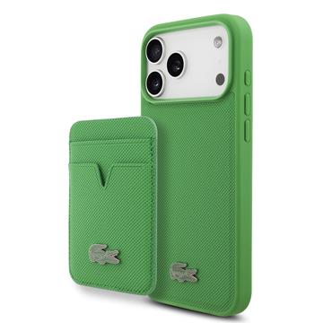 Capa MagSafe e suporte magnético para cartões para iPhone 17 Pro Max Lacoste Iconic Petit Pique - Verde