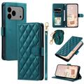 Capa de carteira acolchoada luxuosa para iPhone 17 Pro Max - Verde
