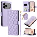 Capa de carteira acolchoada luxuosa para iPhone 17 Pro Max - Violet