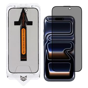 Protetor de ecrã de vidro temperado para privacidade do iPhone 17 Pro Max com ferramenta de instalação - 9H - Bordo preto