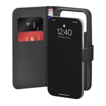 Capa para carteira iPhone 17 Pro Max com 2 ranhuras para cartões Puro - Preto