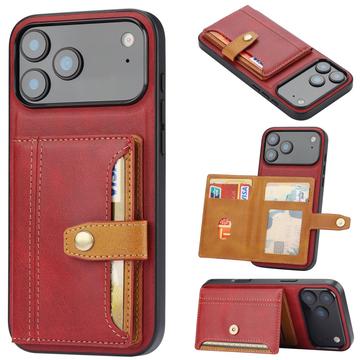 Bolsa com Carteira Retro Style para iPhone 17 Pro Max - Vermelho