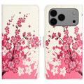 Bolsa Tipo Carteira Style Series para iPhone 17 Pro Max - Flores Cor-de-Rosa
