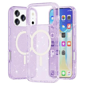 Capa Híbrida Stylish Glitter Series para iPhone 17 Pro Max - Compatível com MagSafe - Púrpura