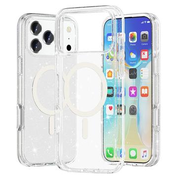 Capa Híbrida Stylish Glitter Series para iPhone 17 Pro Max - Compatível com MagSafe - Branco