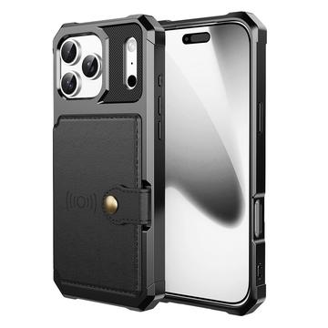 Capa de TPU para iPhone 17 Pro Max com Suporte para Cartão - Preto