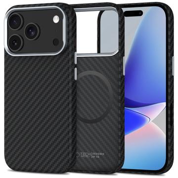 Capa plástica Tech-Protect Ion Carbon para iPhone 17 Pro Max - Compatível com MagSafe - Preto / Prata
