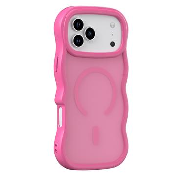 Capa híbrida magnética de bordo ondulado para iPhone 17 Pro Max - Rosa choque