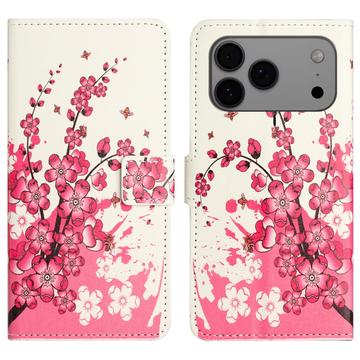 Bolsa Tipo Carteira Style Series para iPhone 17 Pro - Flores Cor-de-Rosa