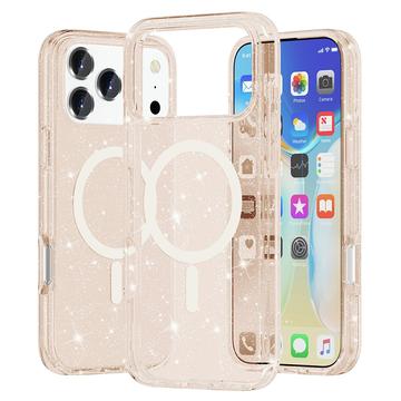 Capa Híbrida Stylish Glitter Series para iPhone 17 Pro - Compatível com MagSafe - Dourado