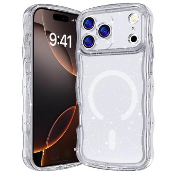 Capa MagSafe Wave-Edge Laser Glitter para iPhone 17 Pro - Transparente