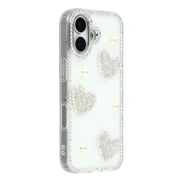Capa híbrida para iPhone 17 Amor Brilhante e Pérola - Branco