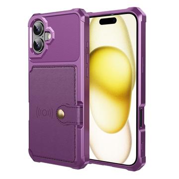 Capa de TPU para iPhone 17 com Suporte para Cartão - Púrpura