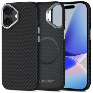 Capa plástica Tech-Protect Ion Carbon para iPhone 17 - Compatível com MagSafe - Preto / Prata