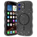 Capa MagSafe Wave-Edge Laser Glitter para iPhone 17 - Preto translúcido