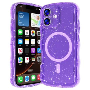 Capa MagSafe Wave-Edge Laser Glitter para iPhone 17 - Roxo translúcido