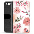 Bolsa tipo Carteira para iPhone 5/5S/SE  - Flores Cor de Rosa