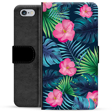 Bolsa tipo Carteira para iPhone 6 / 6S  - Flores Tropicais