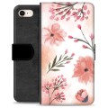 Bolsa tipo Carteira para iPhone 7/8/SE (2020) - Flores Cor de Rosa