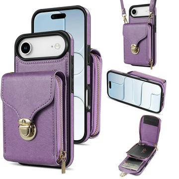 Capa multifunções para iPhone Air com carteira e correia - Roxo