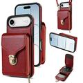 Capa multifunções para iPhone Air com carteira e correia - Vermelho