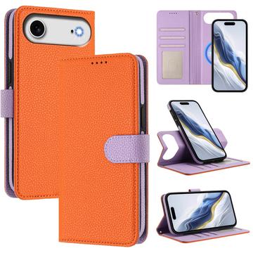 Capa para carteira destacável para iPhone Air com MagSafe, proteção RFID e alça de mão - Laranja / Roxo