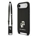 Capa Karl Lagerfeld Saffiano Crossbody Metal Karl & Choupette para iPhone Air - Preto