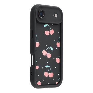 Capa TPU elegante à prova de choque para iPhone Air com rebordos elevados - Preto / Cerejas