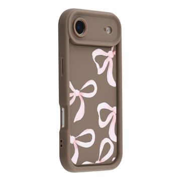 Capa TPU elegante à prova de choque para iPhone Air com rebordos elevados - castanho / laço grande