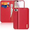 Bolsa Tipo Carteira em Pele Dux Ducis Hivo para iPhone 16e - Vermelho