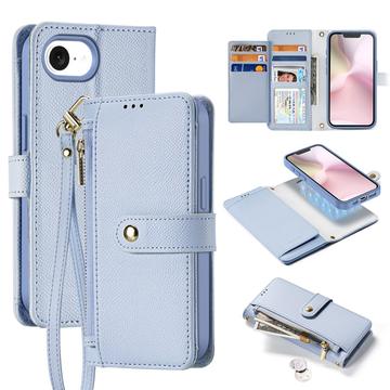 Capa de couro para carteira Dux Ducis Lawa com tampa magnética amovível para iPhone 16e - Azul bebé