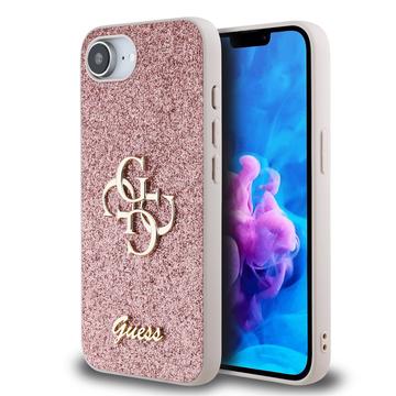 Capa Guess Fixed Glitter 4G Metal Logo para iPhone 16e - Cor-de-Rosa
