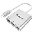 Adaptadora Sandberg USB-C HDMI USB - Branco