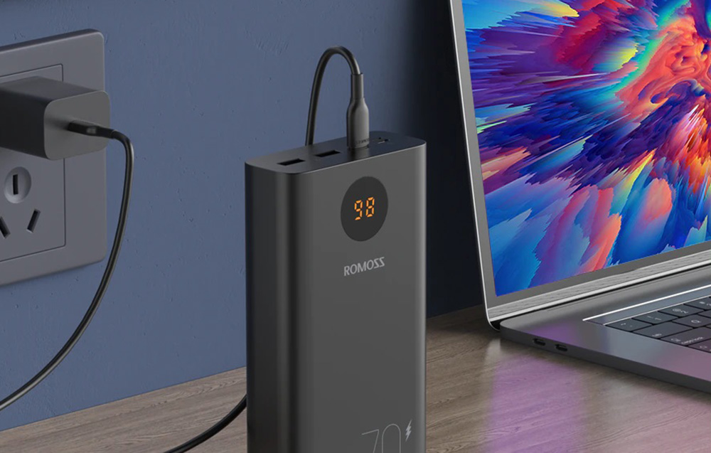 Romoss PEA30 Power Bank 30000mAh - USB-C, Portas USB - Preto