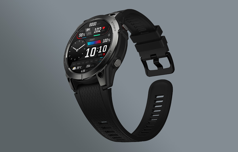 Relógio inteligente Zeblaze Stratos 3 com GPS e ecrã AMOLED Ultra HD - Preto