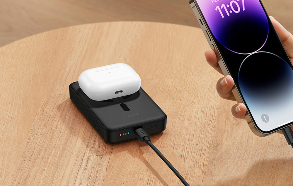 Baseus Magnetic Mini Wireless Power Bank 10000mAh - USB-C 30W, compatível com MagSafe - Preto