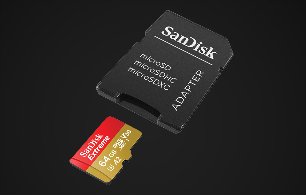 Cartão de memória SanDisk Extreme microSDXC UHS-I U3 SDSQXAH-064G-GN6AA - 64 GB