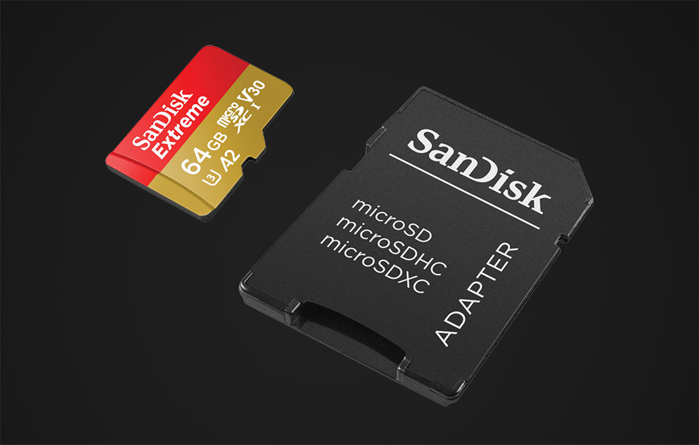 Cartão de memória SanDisk Extreme microSDXC UHS-I U3 SDSQXAH-064G-GN6AA - 64 GB